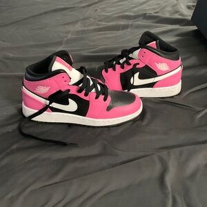 Nike Pink and Black Mid-Top Sneakers
